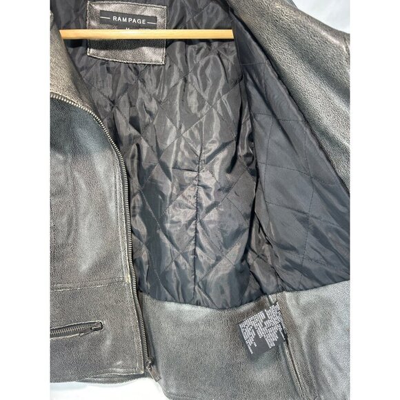 Rampage Women's Black Motorcycle Jacket Leather Zipped Pockets Full-Zip M (A-8) - Picture 5 of 7